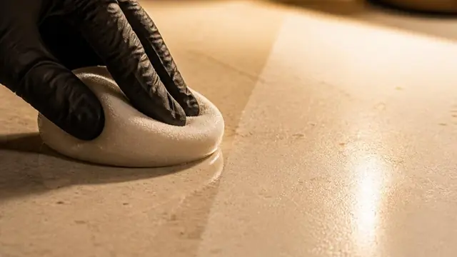 Applying a protective coating to a quartz countertop surface